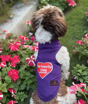 Pawgy Pets T-shirt Purple “The favourite child” for Dogs & Cats