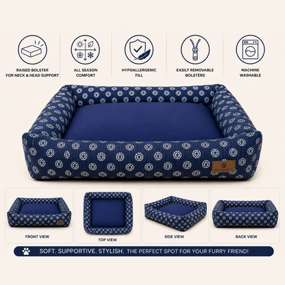 Indigo Bloom Bed | Dog Bed | Pawgy Pets