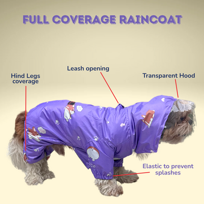 Purple Full Coverage Raincoat | For Dogs | Pawgy Pets