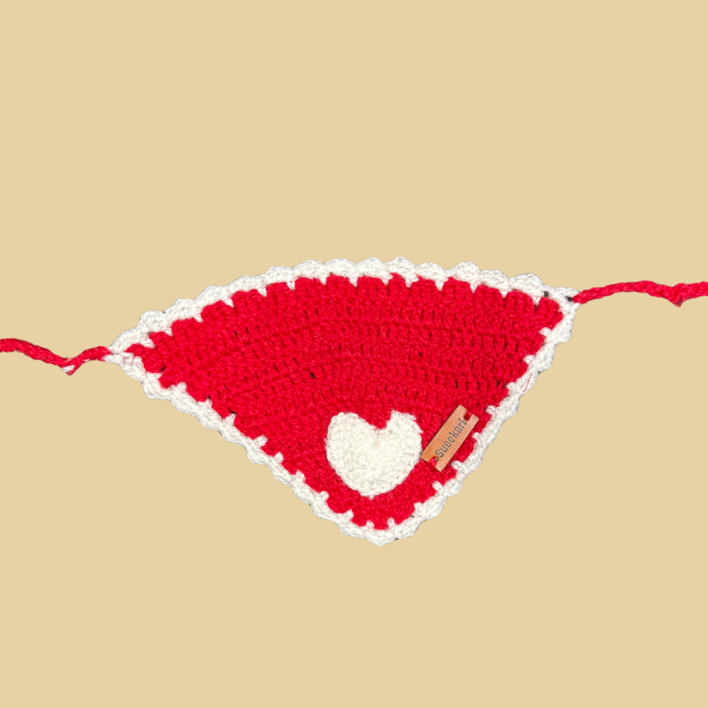 Red Heart Crochet Bandana | For Dogs & Cats | Pawgy Pets
