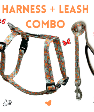 Pawgy Pets H- Harness & Leash Combo: Mickey Pastel Green for Dogs and Cats