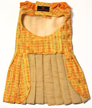Pawgy Pets Tie and Die Orange-Yellow Dress for Dogs