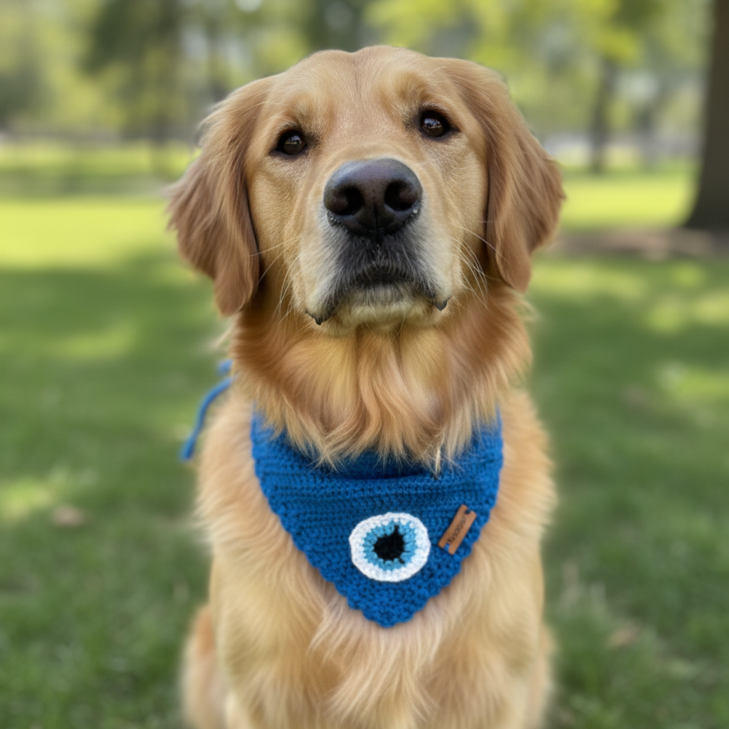 Evil Eye Crochet Bandana | For Dogs & Cats | Pawgy Pets