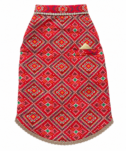 Red Patola Kurta | Luxe Collection | Pawgy Pets
