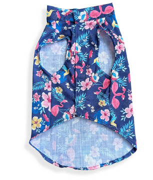 Pawgy Pets Hawaiian Flamingo sando navy blue for Dogs