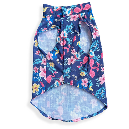 Hawaiian Flamingo Sando | Navy Blue | For Dogs | Pawgy Pets