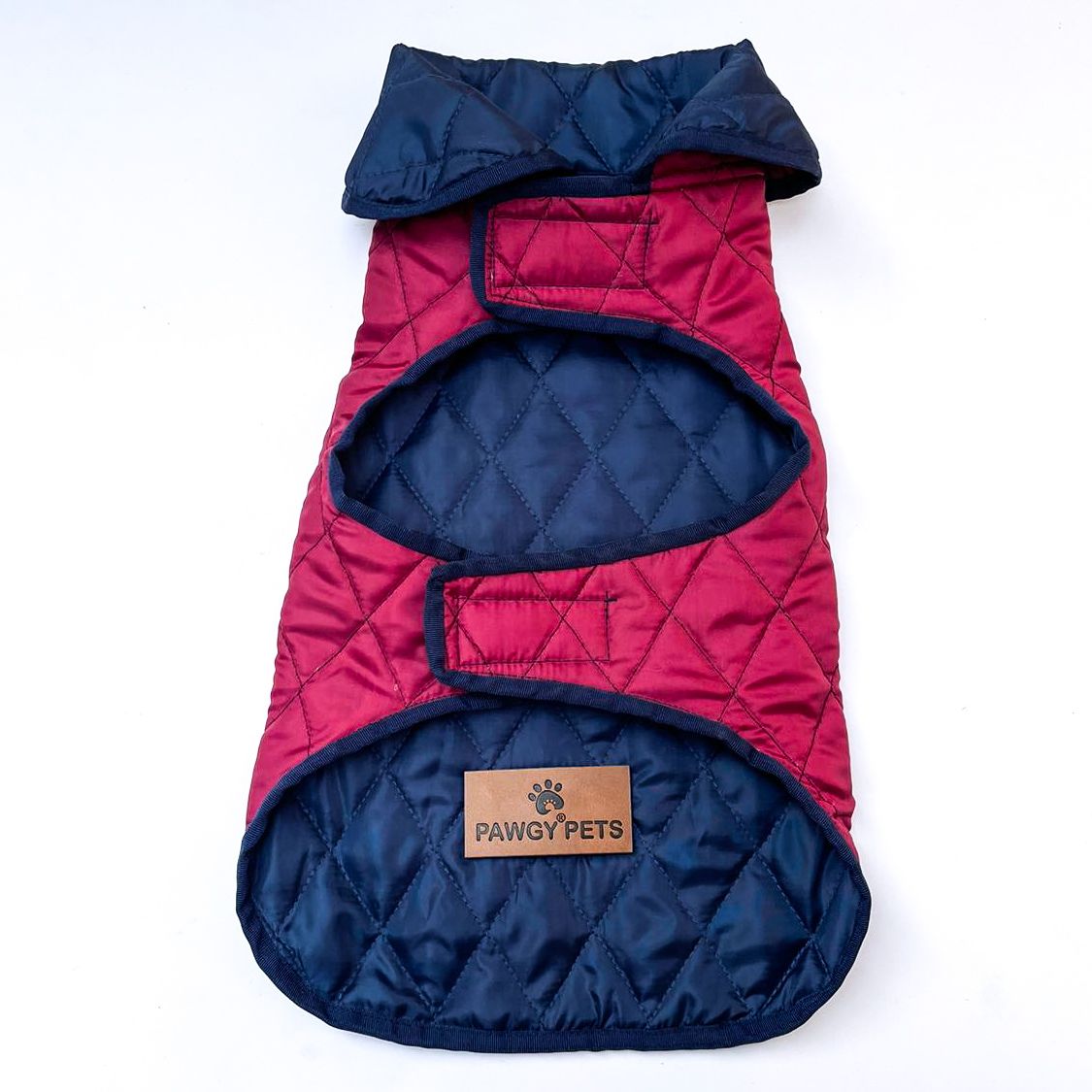 Pawgy Pets Reversible Quilted Jacket (Maroon & Navy Blue) for Dogs & Cats
