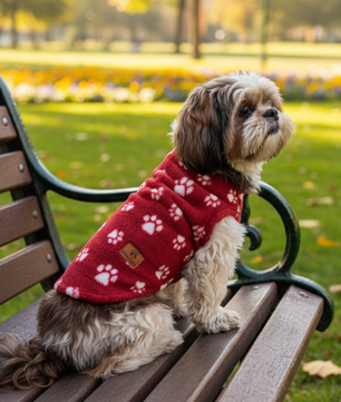 Pawgy Pets Fur sweater: Maroon Paws