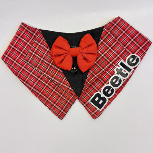 Pawgy Pets Personalised Waistcoat Tuxedo Bandana Red for Dogs & Cats