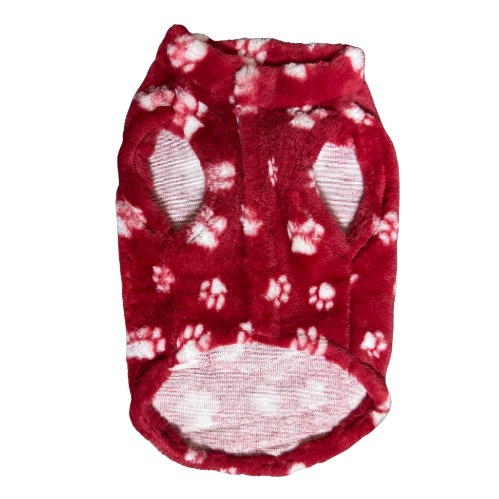 Pawgy Pets Fur sweater: Maroon Paws for Cat