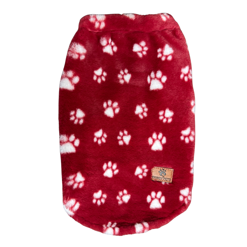 Pawgy Pets Fur sweater: Maroon Paws for Cat