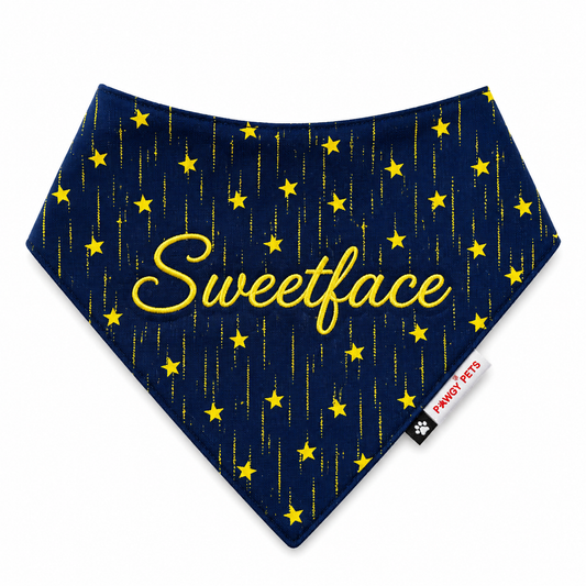 Denim Yellow Star Bandana | Personalised for Dogs | Pawgy Pets