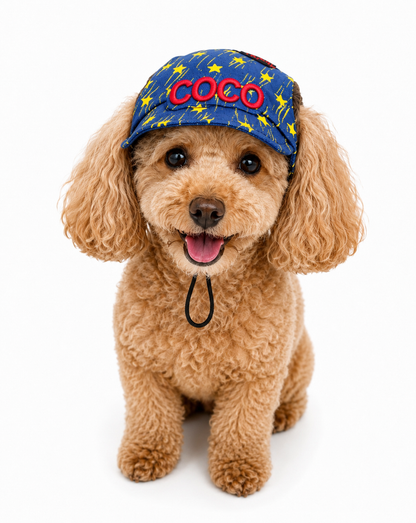 Denim Yellow Star Cap | Personalised for Dogs | Pawgy Pets