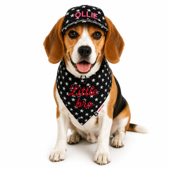 Black Star Denim Cap and Bandana Set | Personalised for Dogs | Pawgy Pets