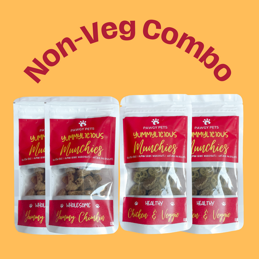 Pawgy Pets Non-Veg Yummylicious Munchies Combo (Pack of 4) for Dogs