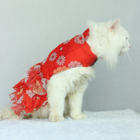 Pawgy Pets Frilly dress Red (Cat)