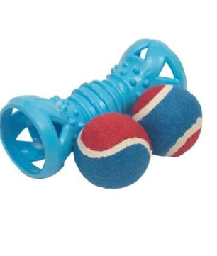 Pawgy Pets  Double Ball Dumbbell Chew Toy With Natural Rubber For Dog (Green)