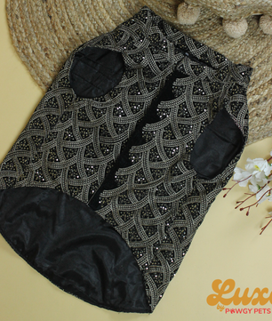 Luxe by Pawgy Pets embroidered Velvet Sherwani Black