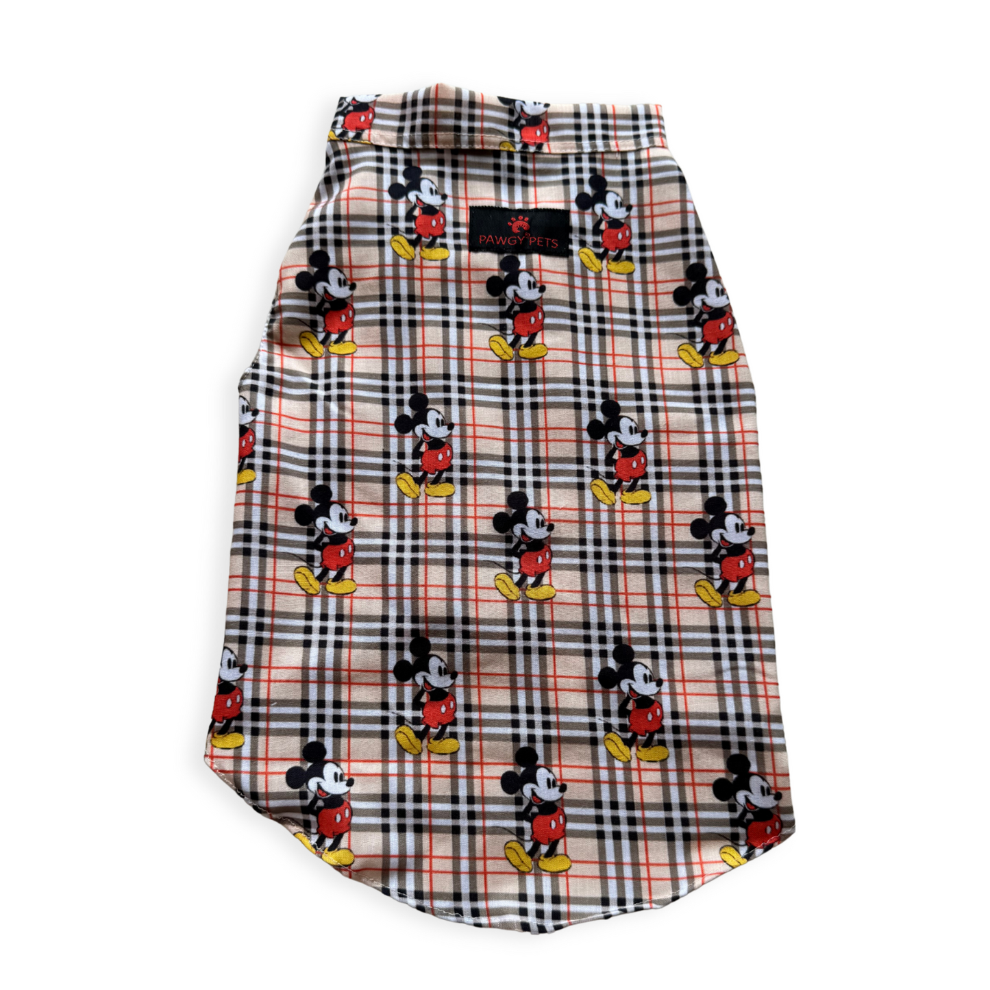 Mickey Check Sando | Beige | For Dogs | Pawgy Pets