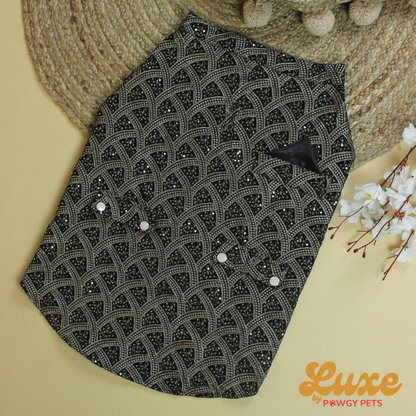 Black Embroidered Velvet Sherwani | Luxe Collection | Pawgy Pets
