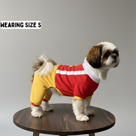 Pawgy Pets Fries Dungaree Pet Sweatshirt - Red