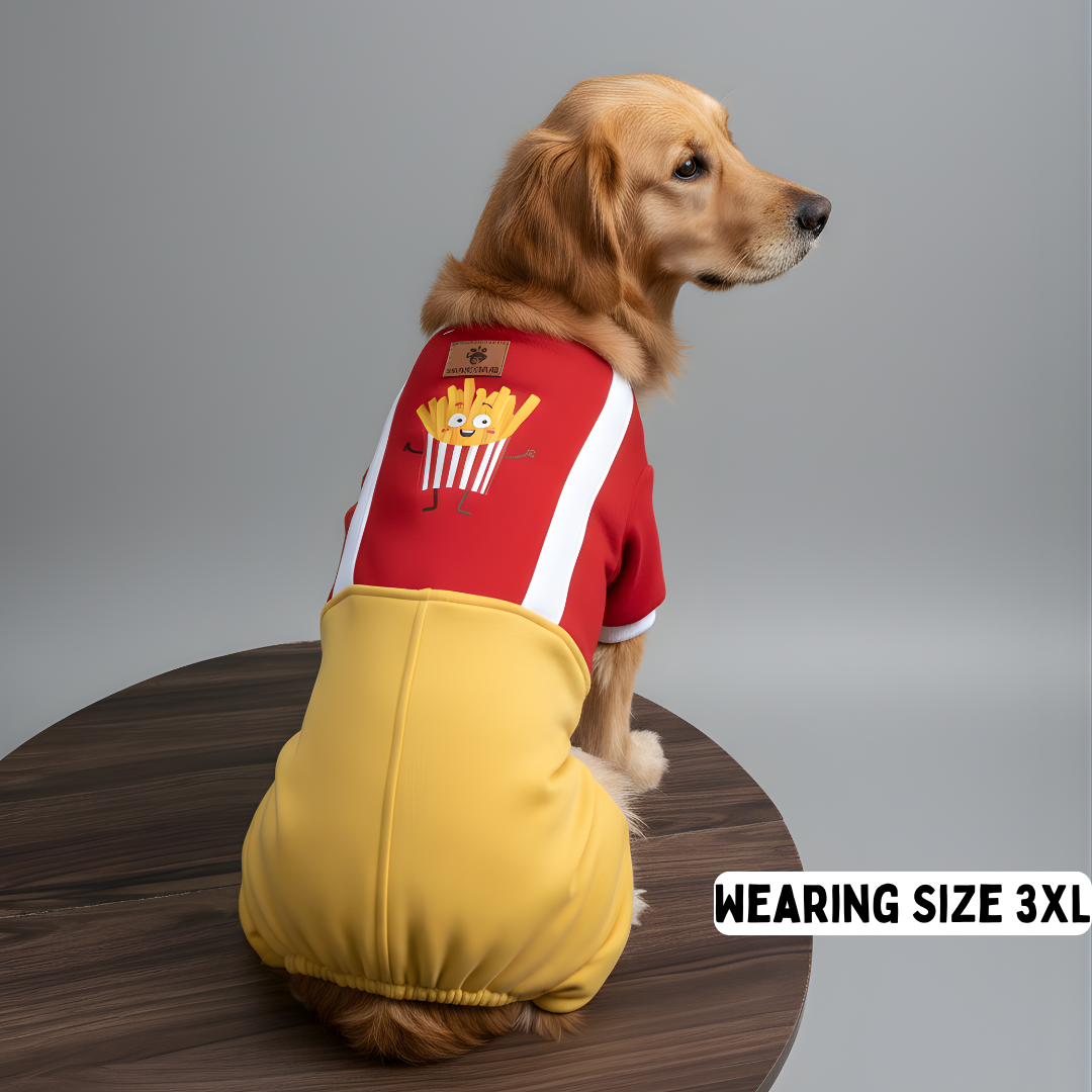 Red Fries Dungaree Sweatshirt | For Dogs & Cats | Pawgy Pets