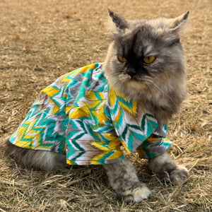 Green Zig-Zag Kurta | For Cats | Pawgy Pets