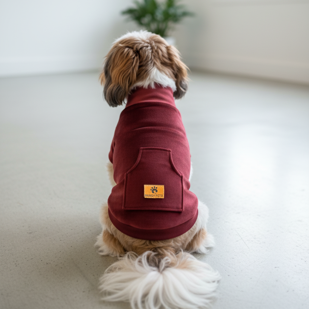 Pawgy Pets Super Soft Maroon High Neck