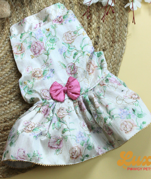 Luxe by Pawgy Pets Floral Dress White
