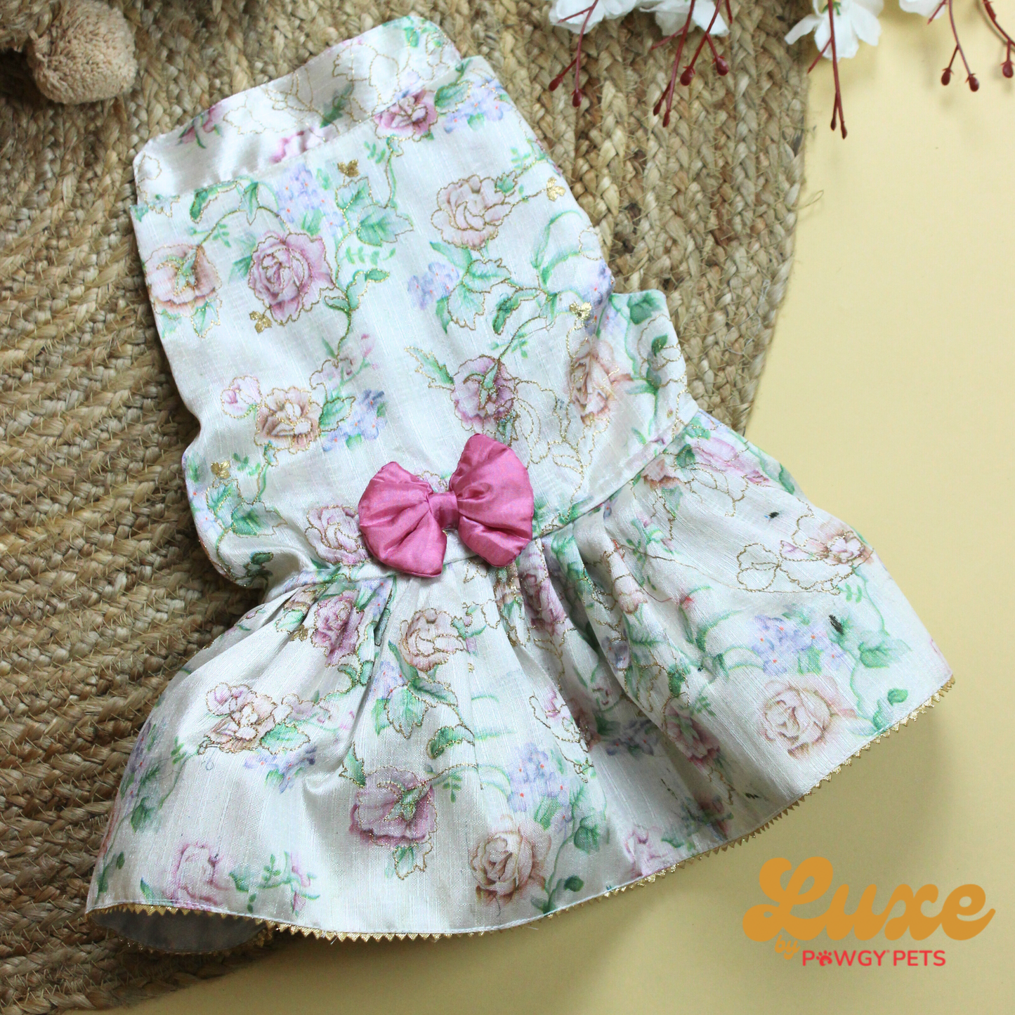 White Floral Dress | Luxe Collection | Pawgy Pets