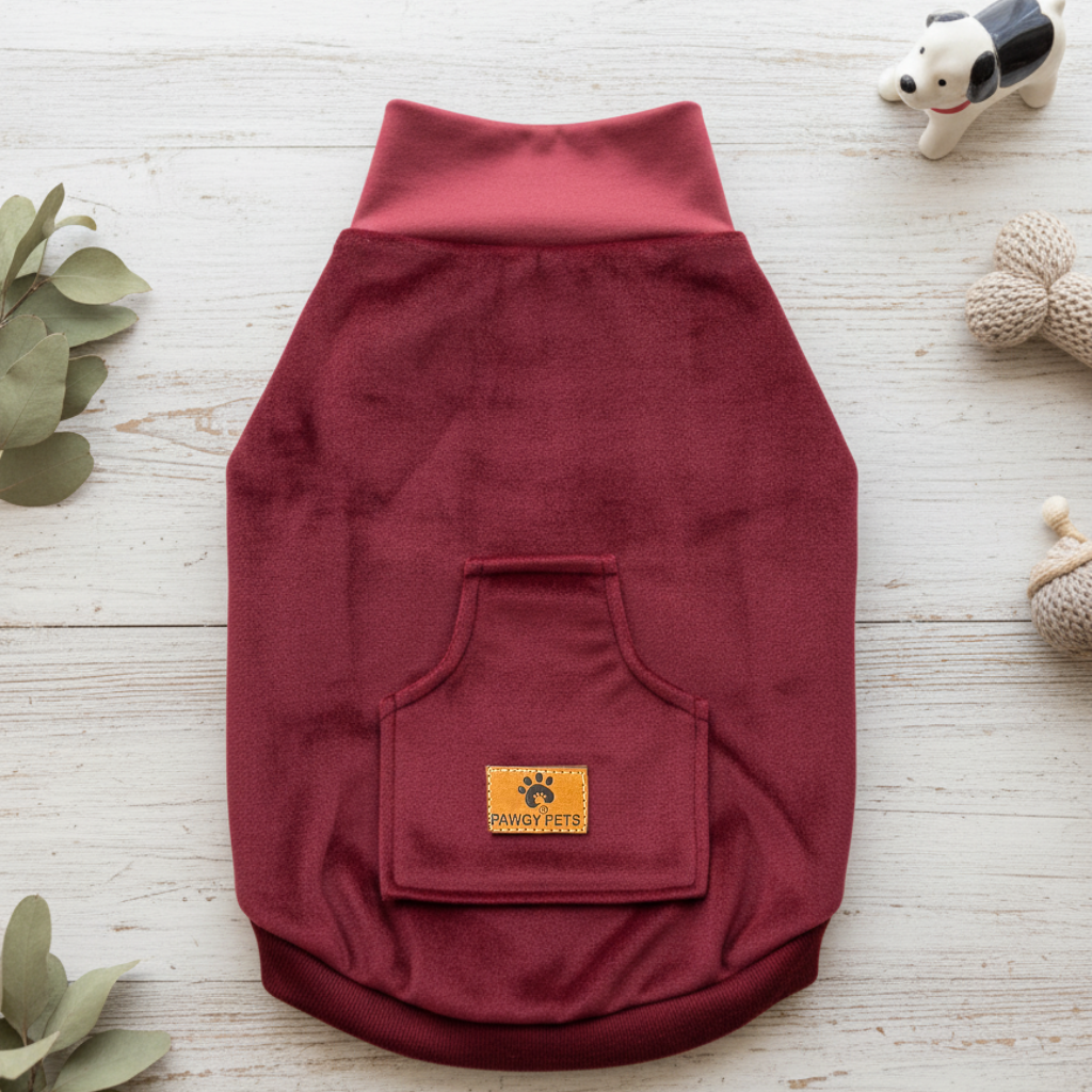 Pawgy Pets Super Soft Maroon High Neck for Cats