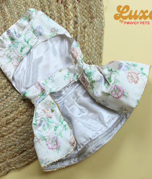 Luxe by Pawgy Pets Floral Dress White