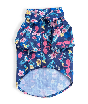 Pawgy Pets Hawaiian Flamingo shirt navy blue for Dogs