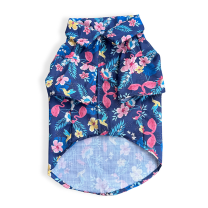 Pawgy Pets Hawaiian Flamingo shirt navy blue for Dogs