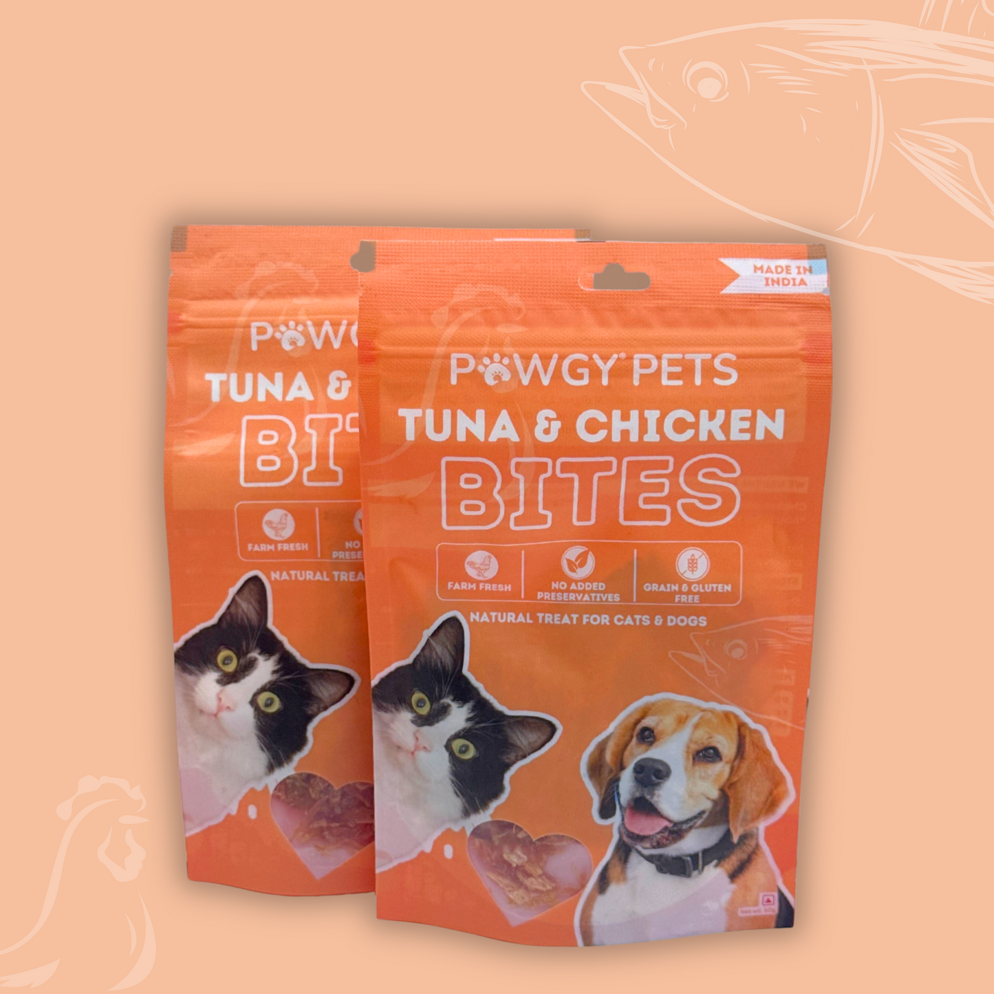 Pawgy Pets Chicken & Tuna Treat for Cats and Dogs- 50g