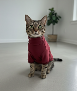 Pawgy Pets Super Soft Maroon High Neck for Cats