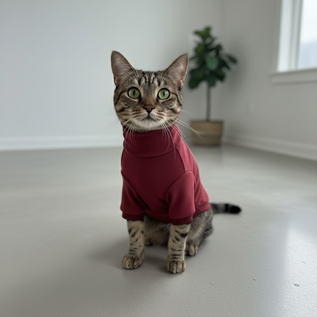 Pawgy Pets Super Soft Maroon High Neck for Cats