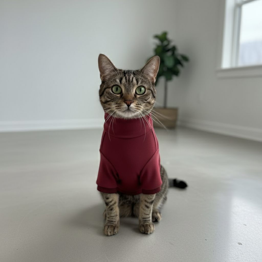 Pawgy Pets Super Soft Maroon High Neck for Cats