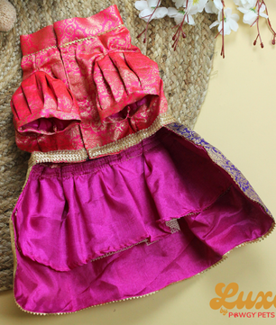 Luxe by Pawgy Pets Brocade Colour block lehenga dress