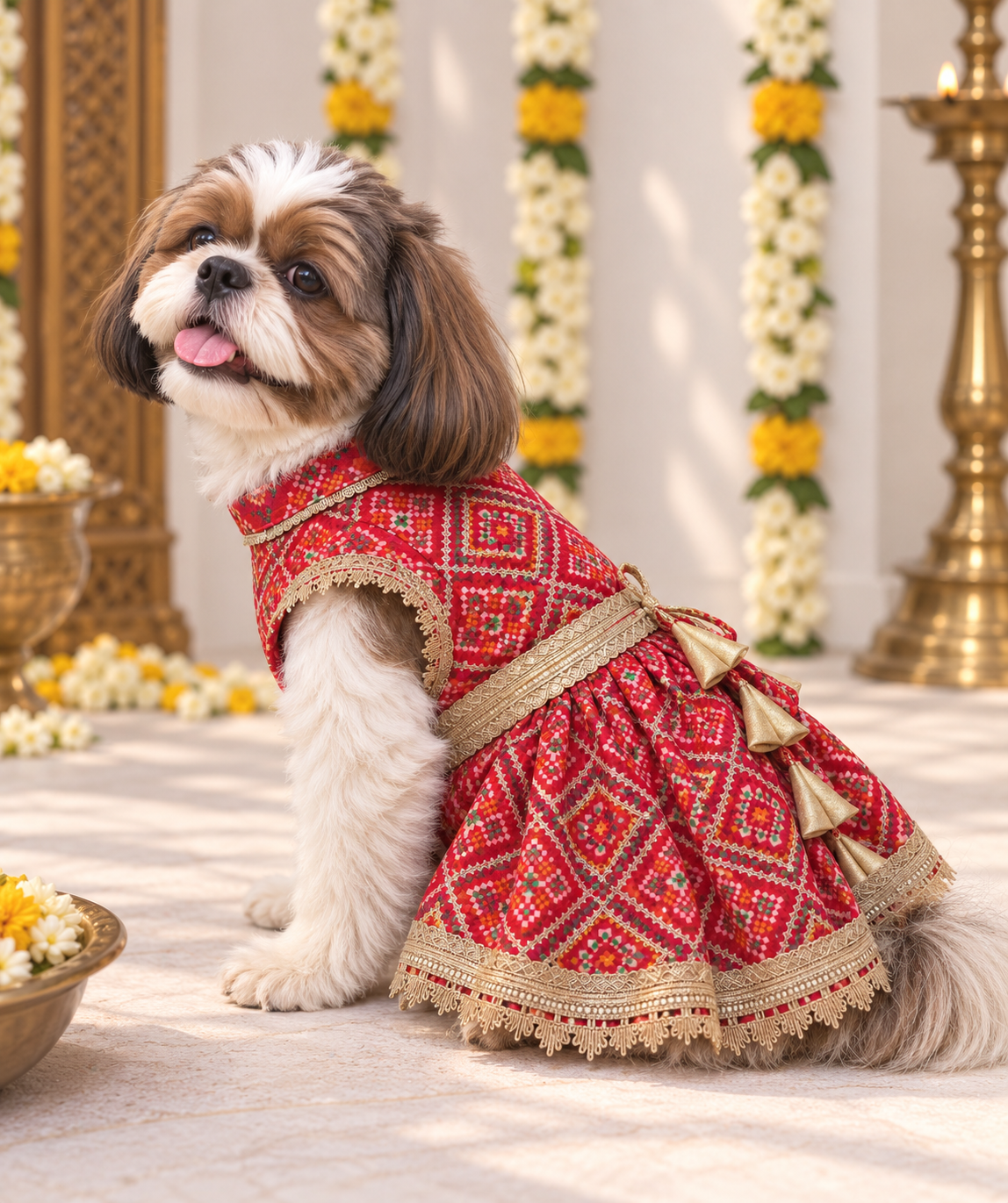 Red Patola Bridal Dress | Luxe Collection | Pawgy Pets