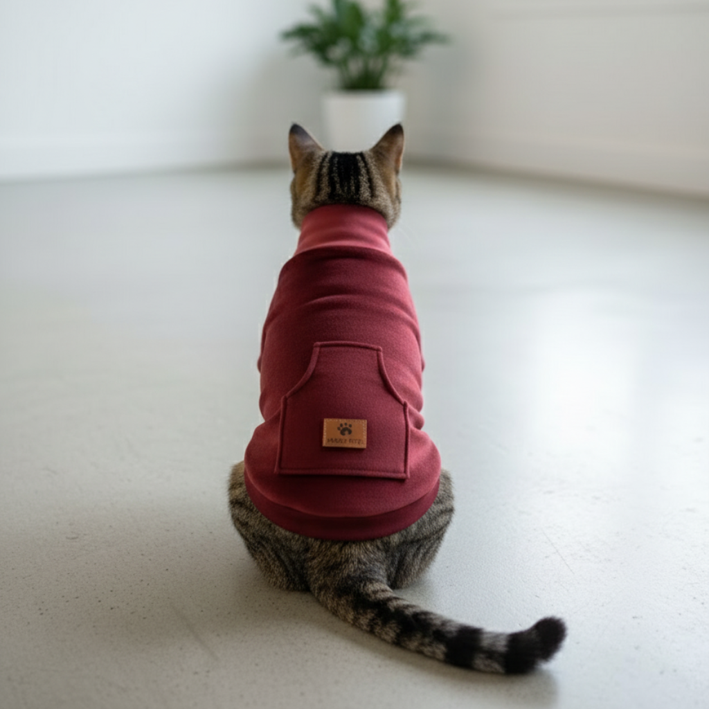 Pawgy Pets Super Soft Maroon High Neck for Cats