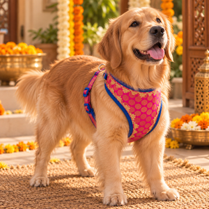 Pawgy Pets Celebration Harness & Leash for Dogs Hot Pink and Blue