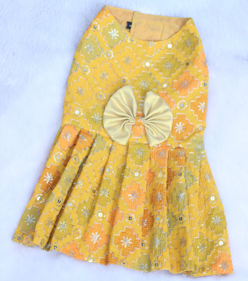 Yellow Patola Festive Dress | For Dogs | Pawgy Pets