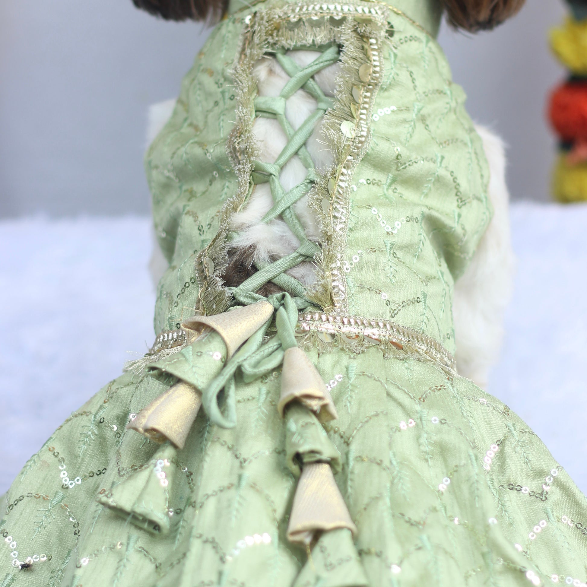 Pawgy Pets Shahi Lehenga- Dress Pastel Green for Dogs & Cats