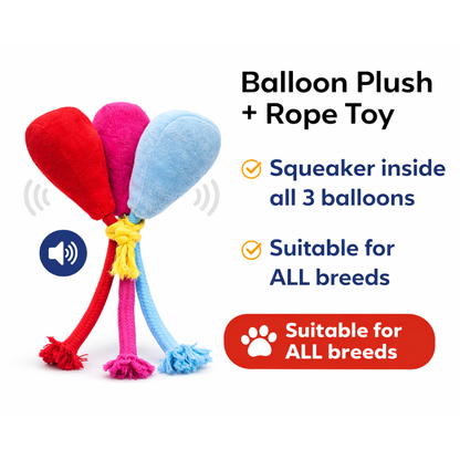 Pawgy Pets Balloon Doggo Plush + Rope Toy