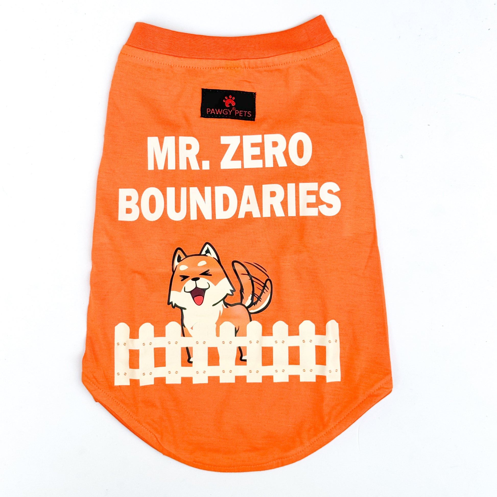 Pawgy Pets T-shirt Mr. Zero Boundaries Orange for Dogs & Cats