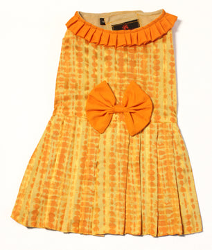 Pawgy Pets Tie and Die Orange-Yellow Dress for Dogs