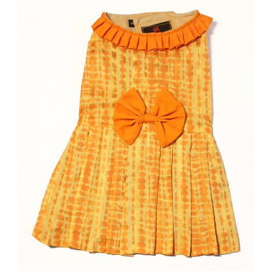 Pawgy Pets Tie and Die Orange-Yellow Dress for Dogs