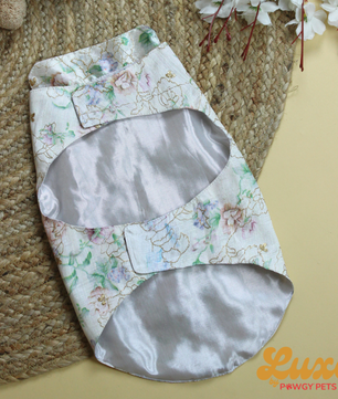 Luxe by Pawgy Pets Floral Sherwani White