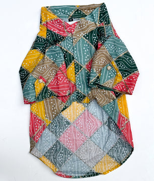 Pawgy Pets Multi-bandhej kurta for Cats